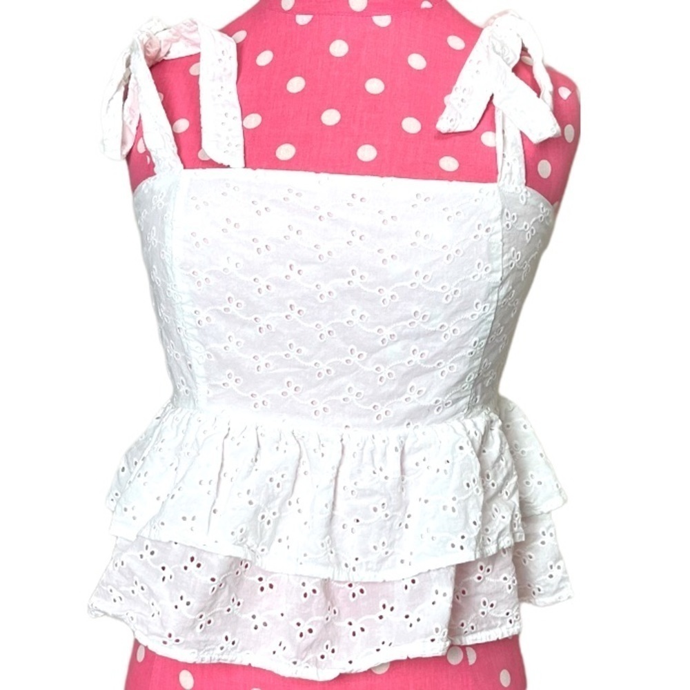 Lost + Wander Eyelet Peplum Crop Top - Picture 4 of 10